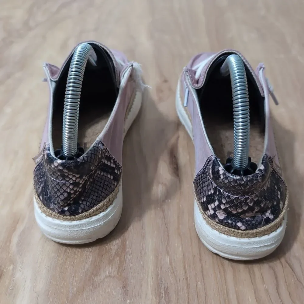 Hey Dude Womens‎ Wendy Stretch Python Pink Casual Walking Shoes US 6